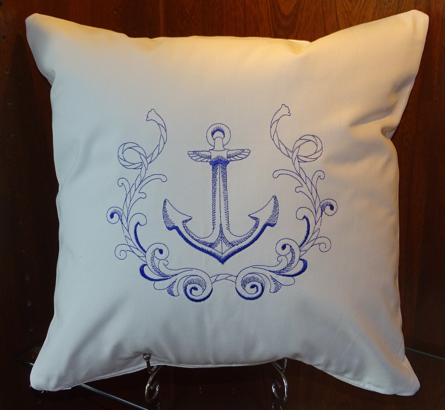 Anchor Embroidered Cushion – Not Just Stitches UK