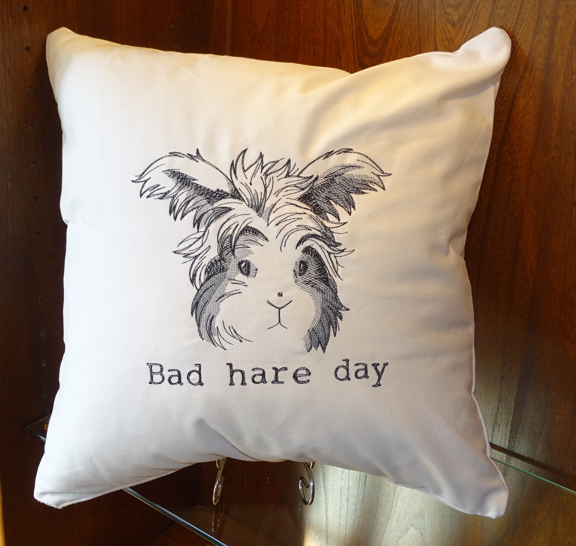 Whimsical - Bad Hare Day Embroidered Cushion