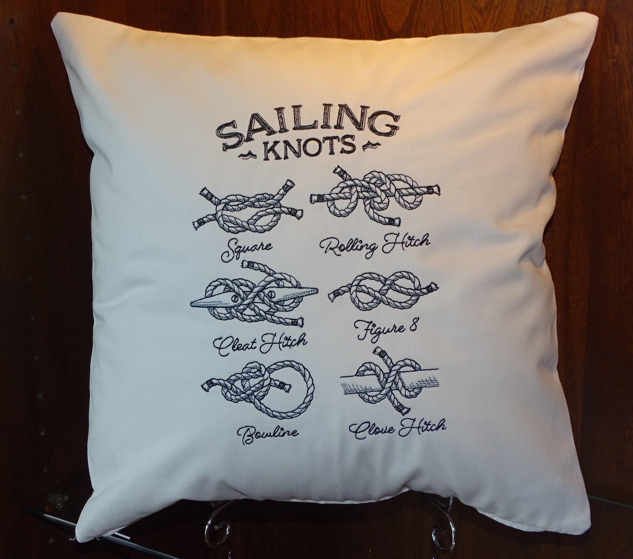 Sailing Knots Embroidered Cushion